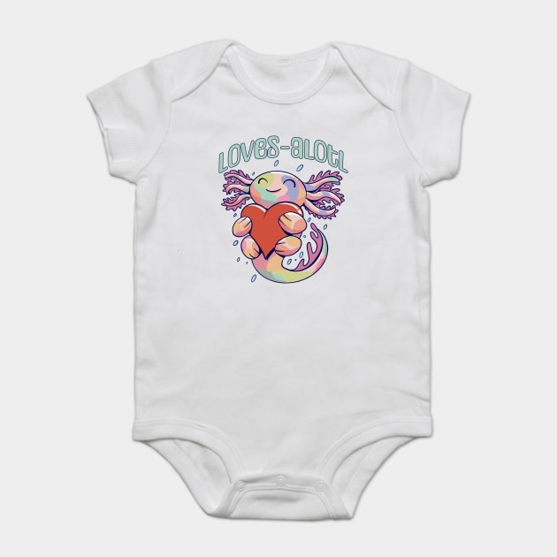 Romantic Loves-alotl happy axolotl design Baby Bodysuit by Luxinda